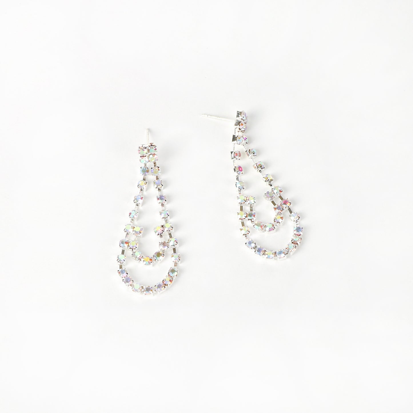 Grace Teardrop Layered Rhinestone Necklace & Earring Set