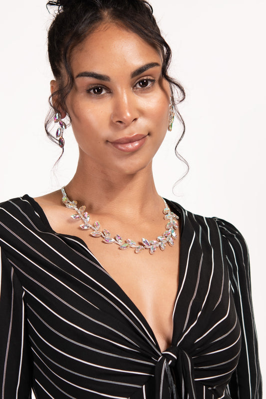 Azalea Necklace & Earring Set | Silver Iridescent