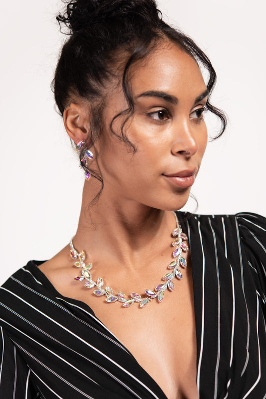 Azalea Necklace & Earring Set | Silver Iridescent