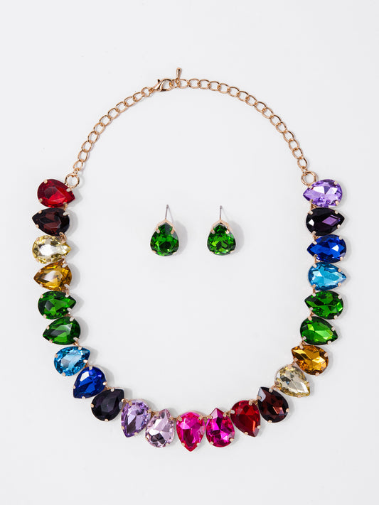 Victoria Rhinestone Statement Necklace Set