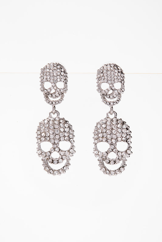 Sienna Rhinestone Skull Dangle Earrings