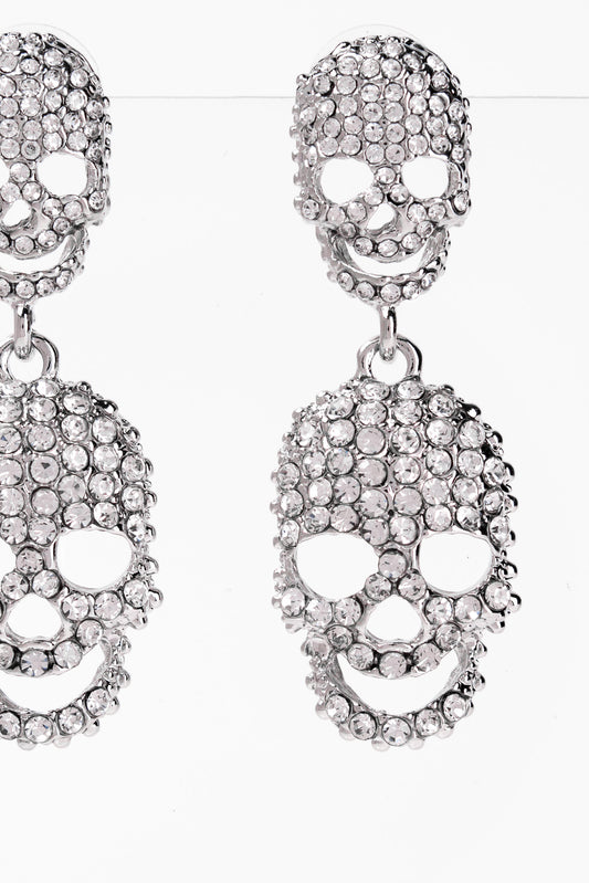 Sienna Rhinestone Skull Dangle Earrings