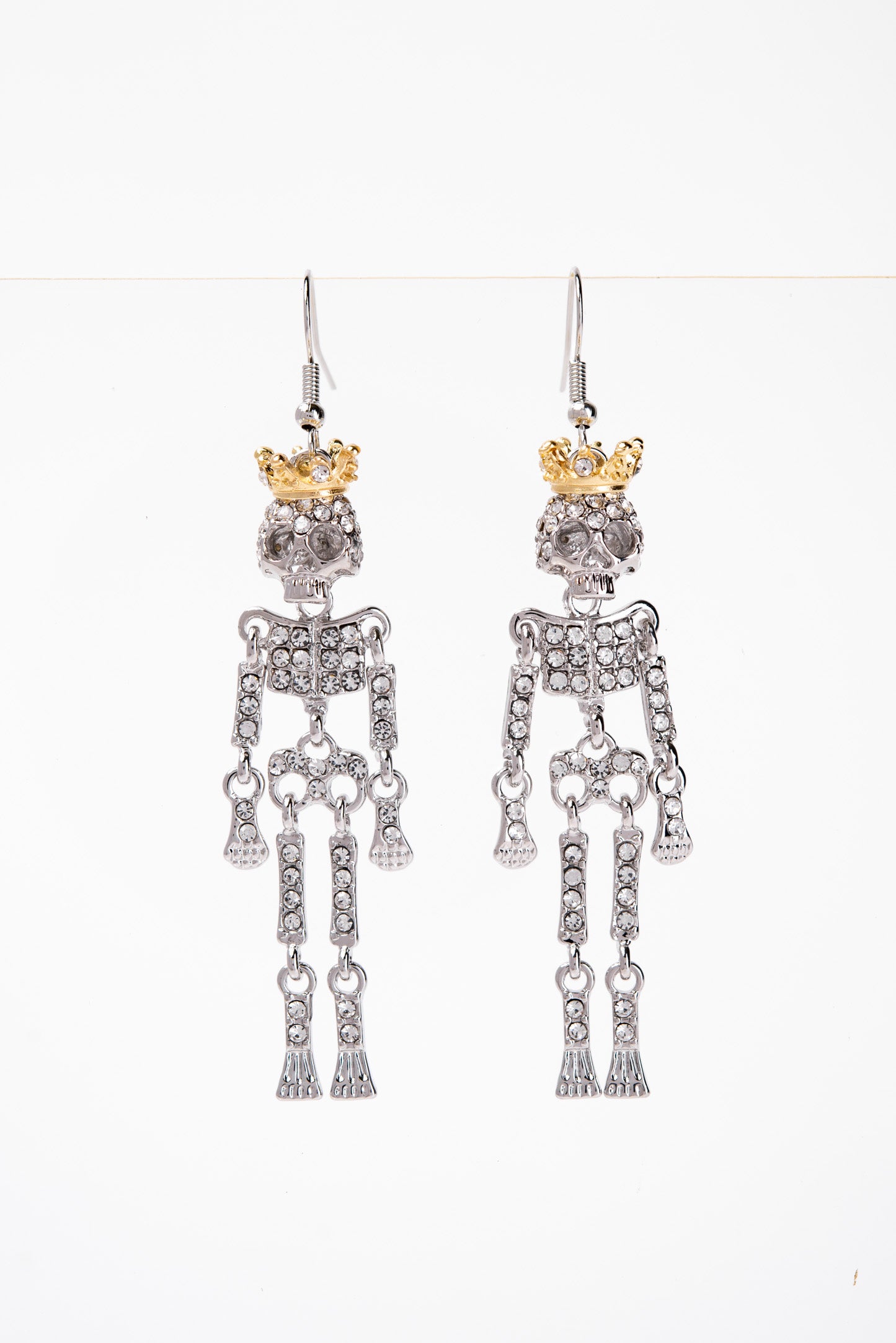Freya Dancing Skeleton King Rhinestone Dangle Earrings