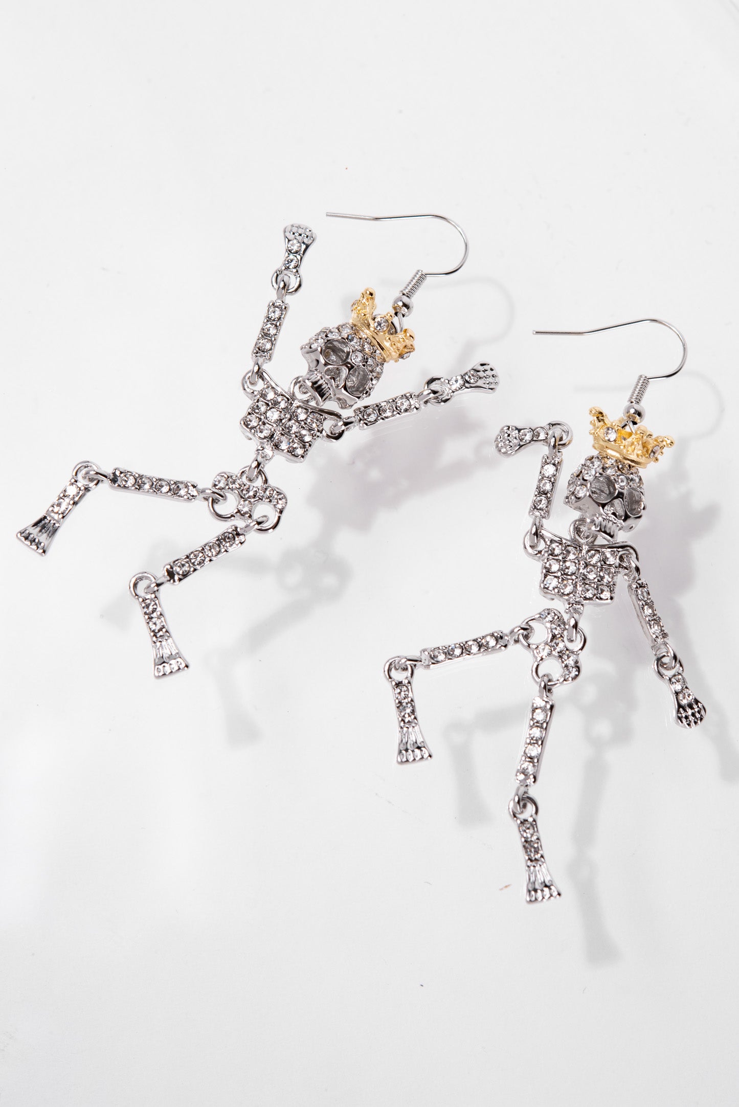 Freya Dancing Skeleton King Rhinestone Dangle Earrings