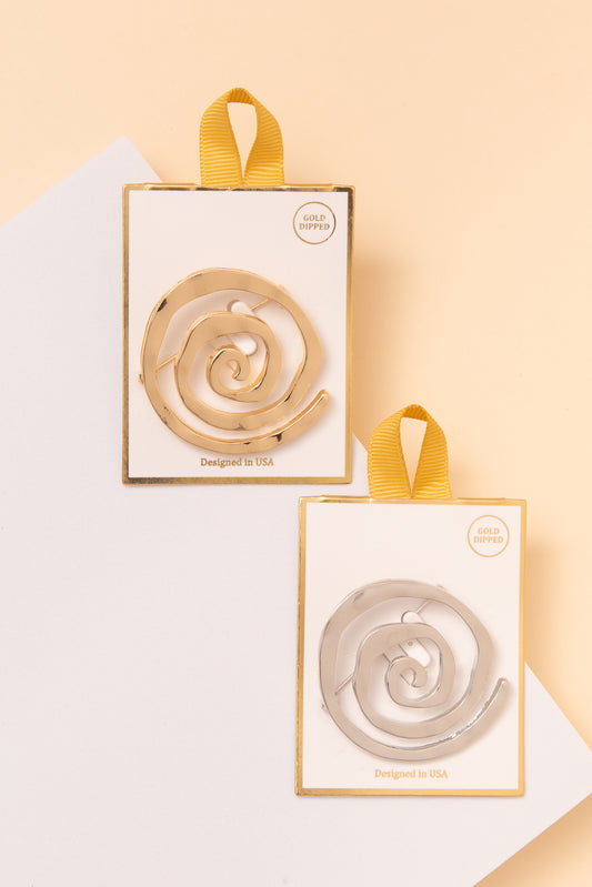 Harlow Gold Dipped Abstract Spiral Swirl Design Brooch Pin