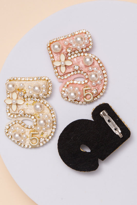 Rose Pearl Tweed Brooch #5