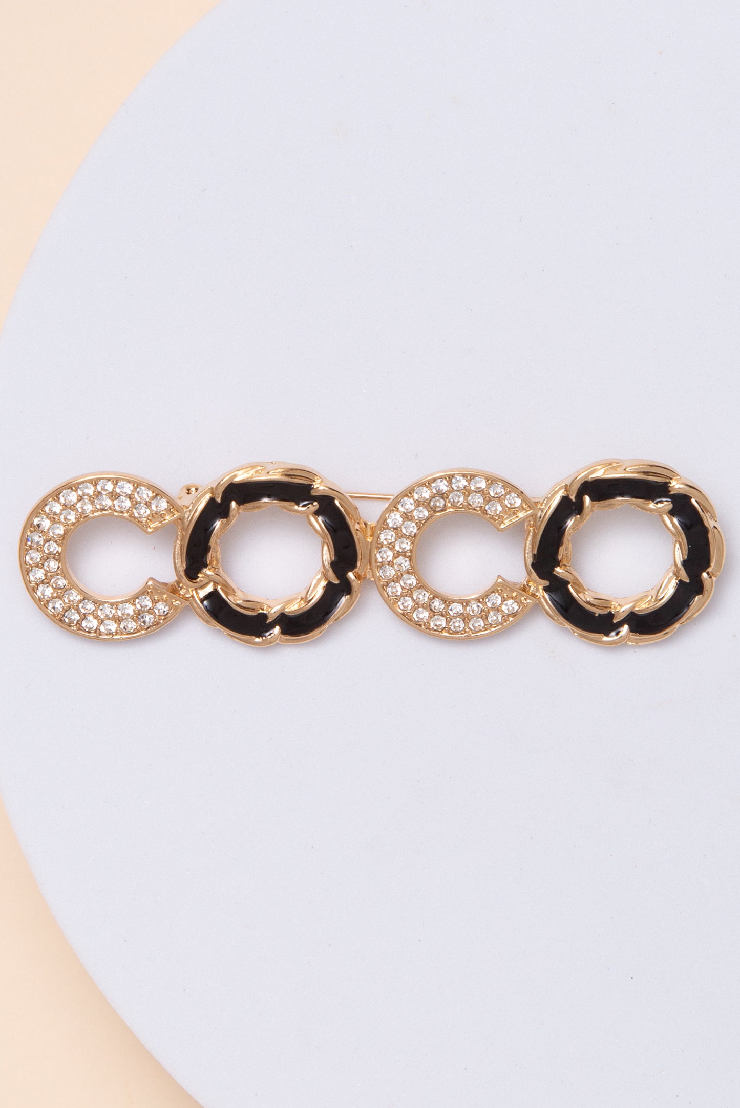 Gracie Fashion Stone Pearl Brooch | Black & Gold