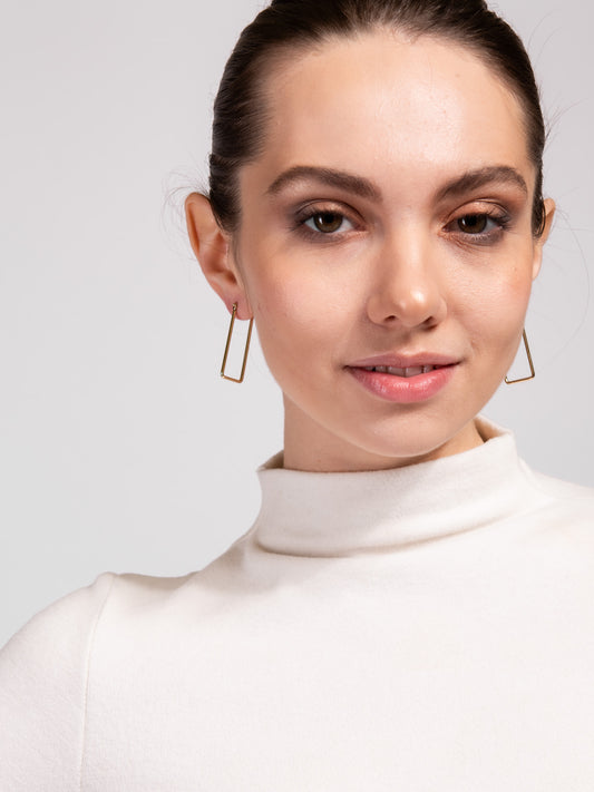 Griselda Metal Rectangle Hoop Earrings | Gold