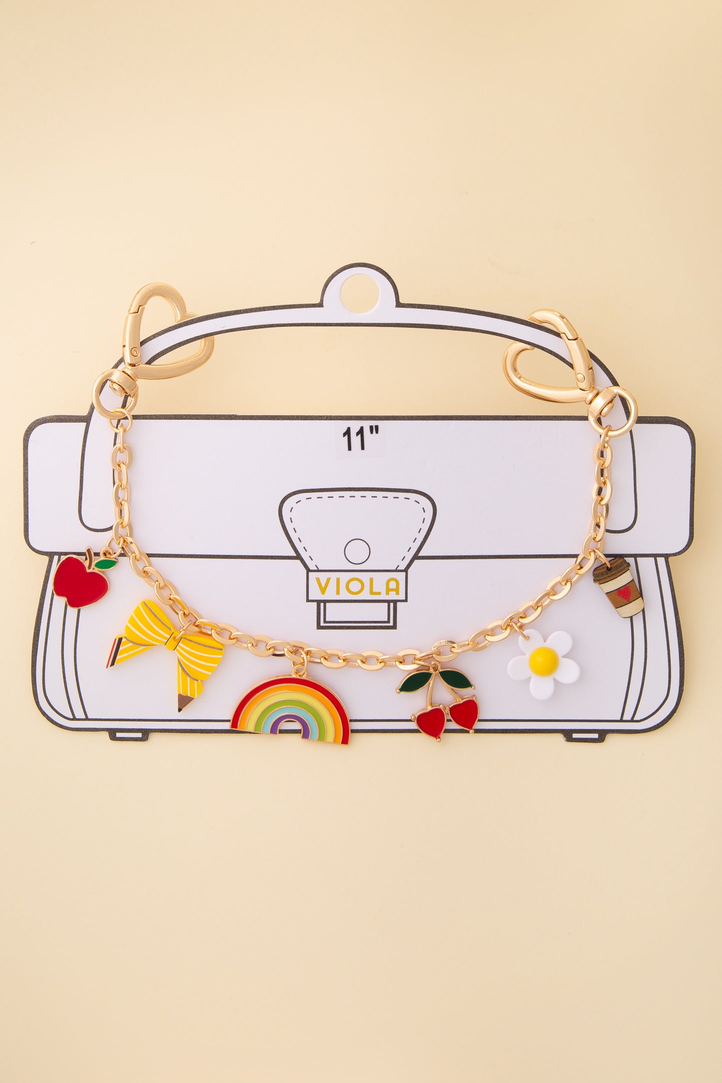 Dakota Happy Theme Enamel Bag Charm Chain with Heart Snap