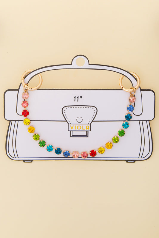 Alanna Crystal Bag Charm Chain with Snap Clasp Hooks