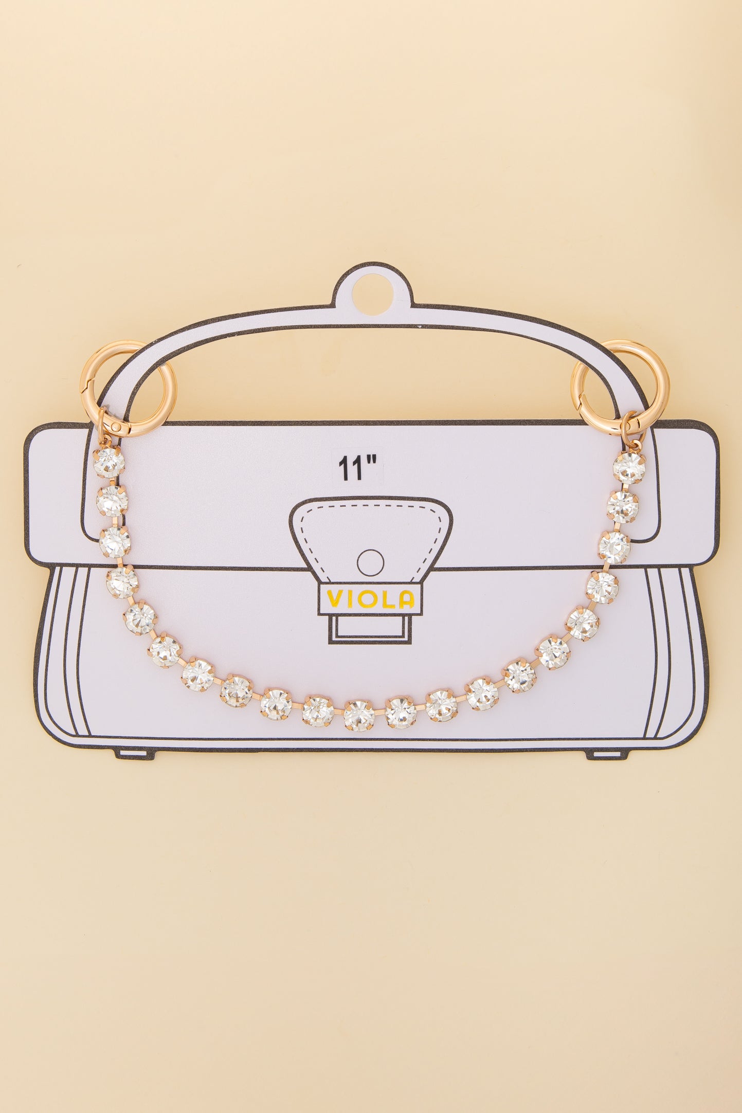 Alanna Crystal Bag Charm Chain with Snap Clasp Hooks