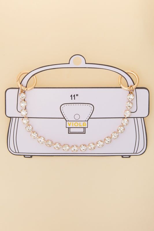 Alanna Crystal Bag Charm Chain with Snap Clasp Hooks | Clear
