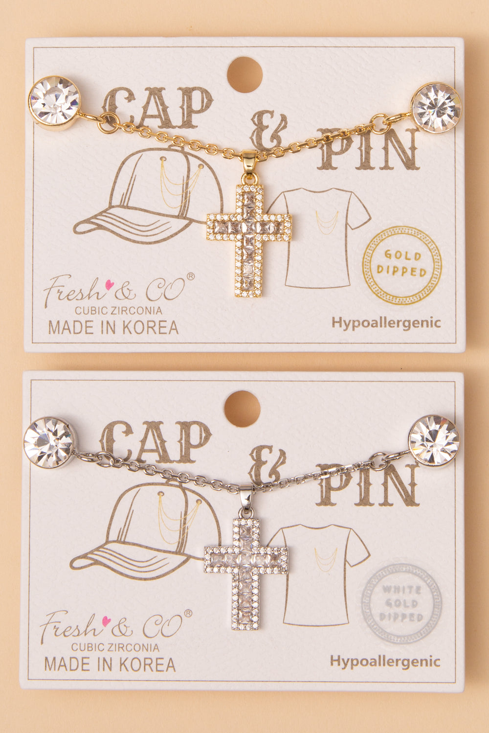 Francesca 2-in-1 Hat and Shirt Cross Chain Pin Hat