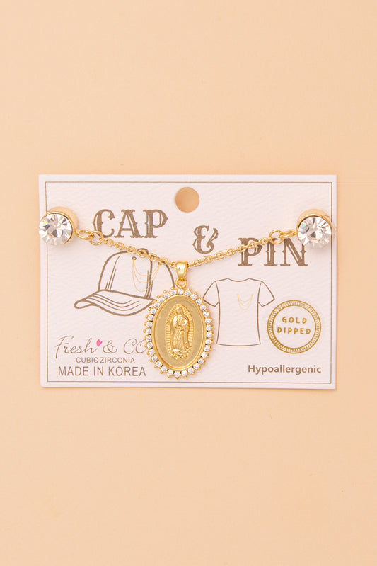 Rebecca Cubic Zirconia Embellished Medallion Cap Chain | Gold