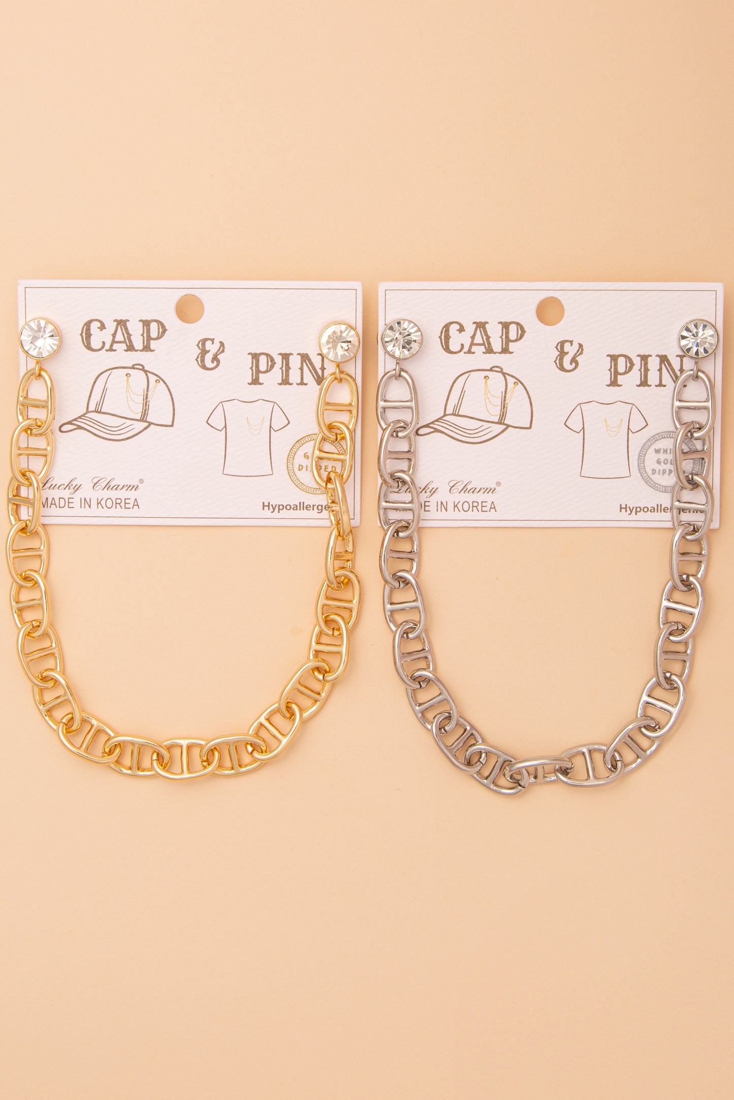 Rachel Crystal Embellished Cap Chain and Pin