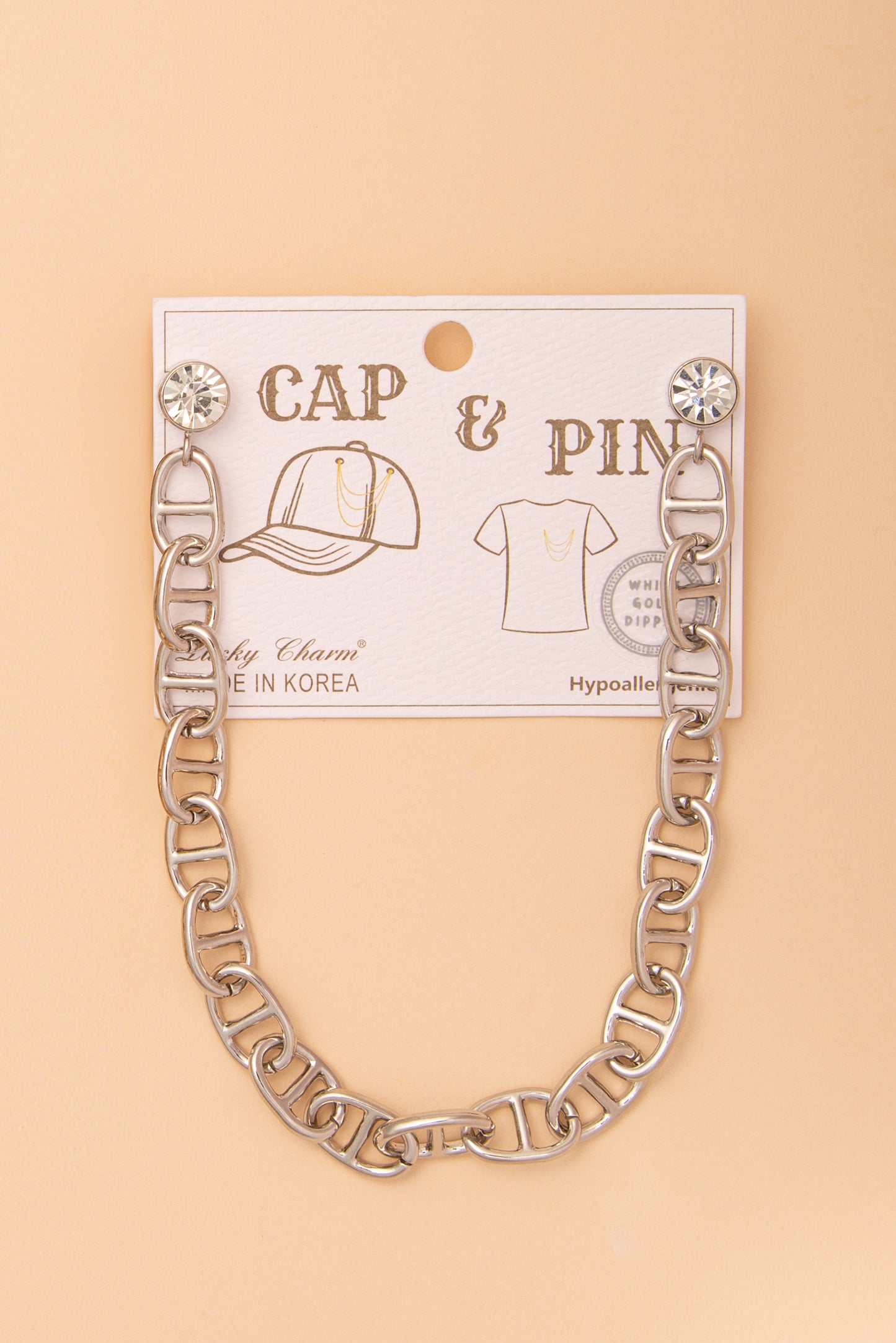 Rachel Crystal Embellished Cap Chain and Pin