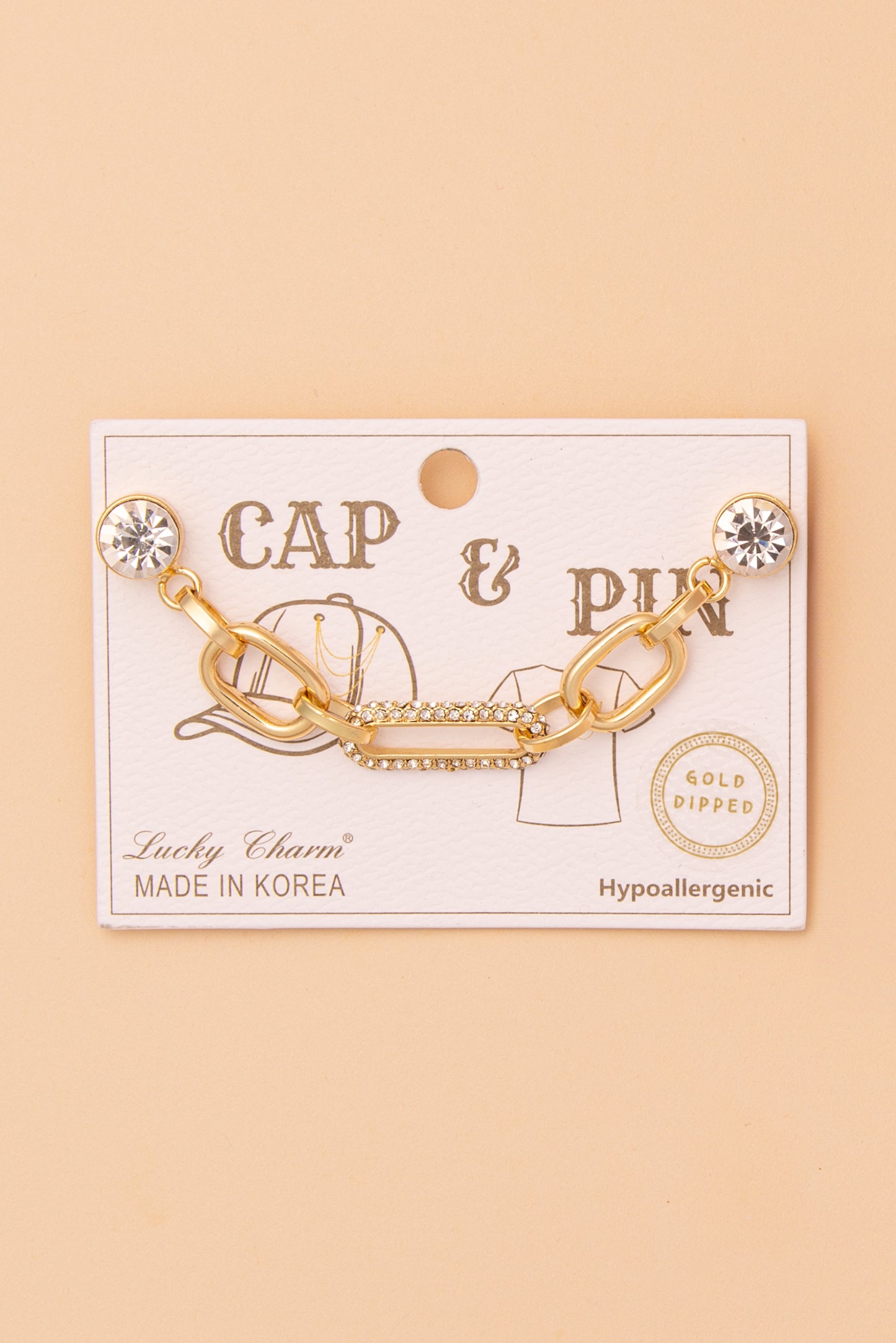 Daniela Crystal Rhinestone Embellished Paperclip Link Cap Chain