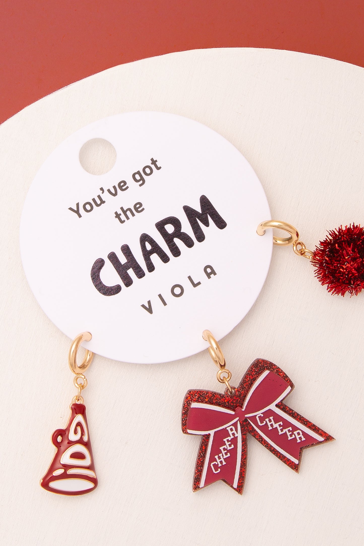 Ella Charm Set Featuring Pom Pom, Megaphone, and Glittered Bow