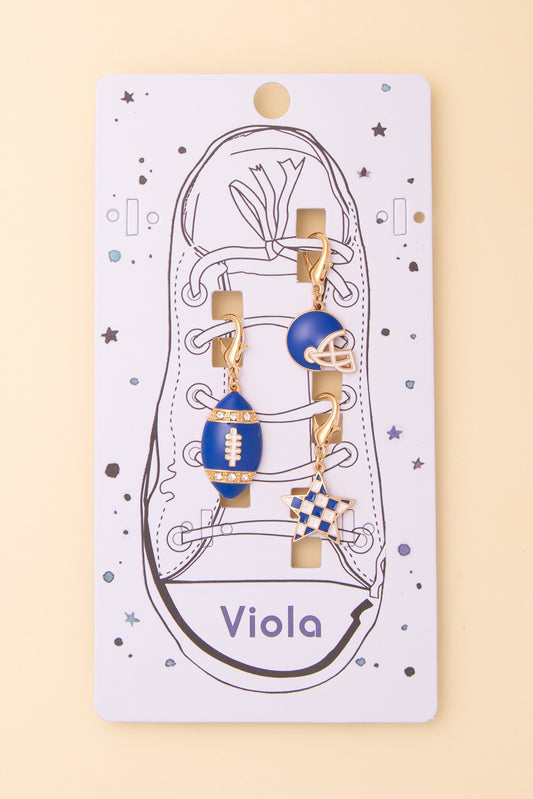 Aubrey Game Day Shoe Chain with Assorted Charms | Blue White