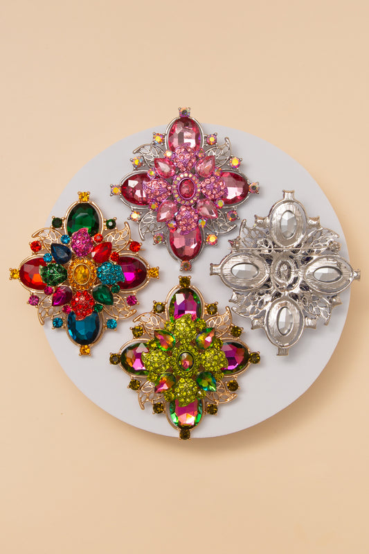 Anastasia Flower Shaped Brooch Pin with Multicolor Crystal