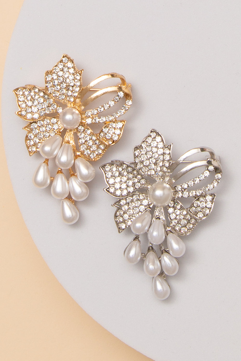 Isabelle Floral Brooch with Pearl Drops and Crystal Accents
