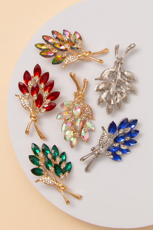 Molly Floral Shaped Brooch Pin with Marquise Cut Crystals