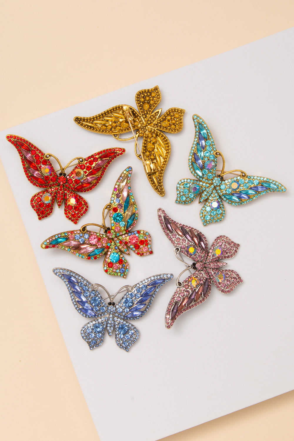 Sofia Crystal Rhinestone Butterfly Filigree Brooch Pin
