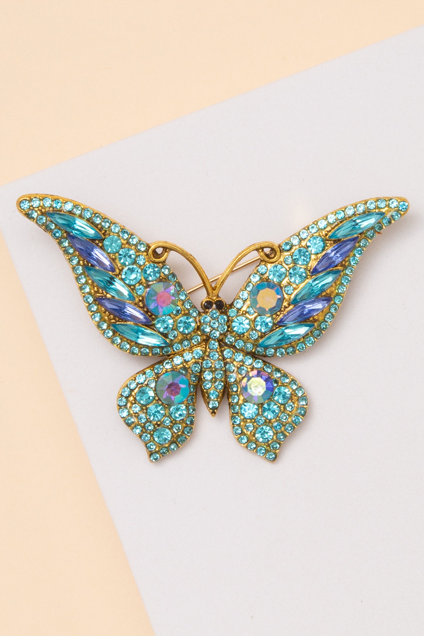 Sofia Crystal Rhinestone Butterfly Filigree Brooch Pin