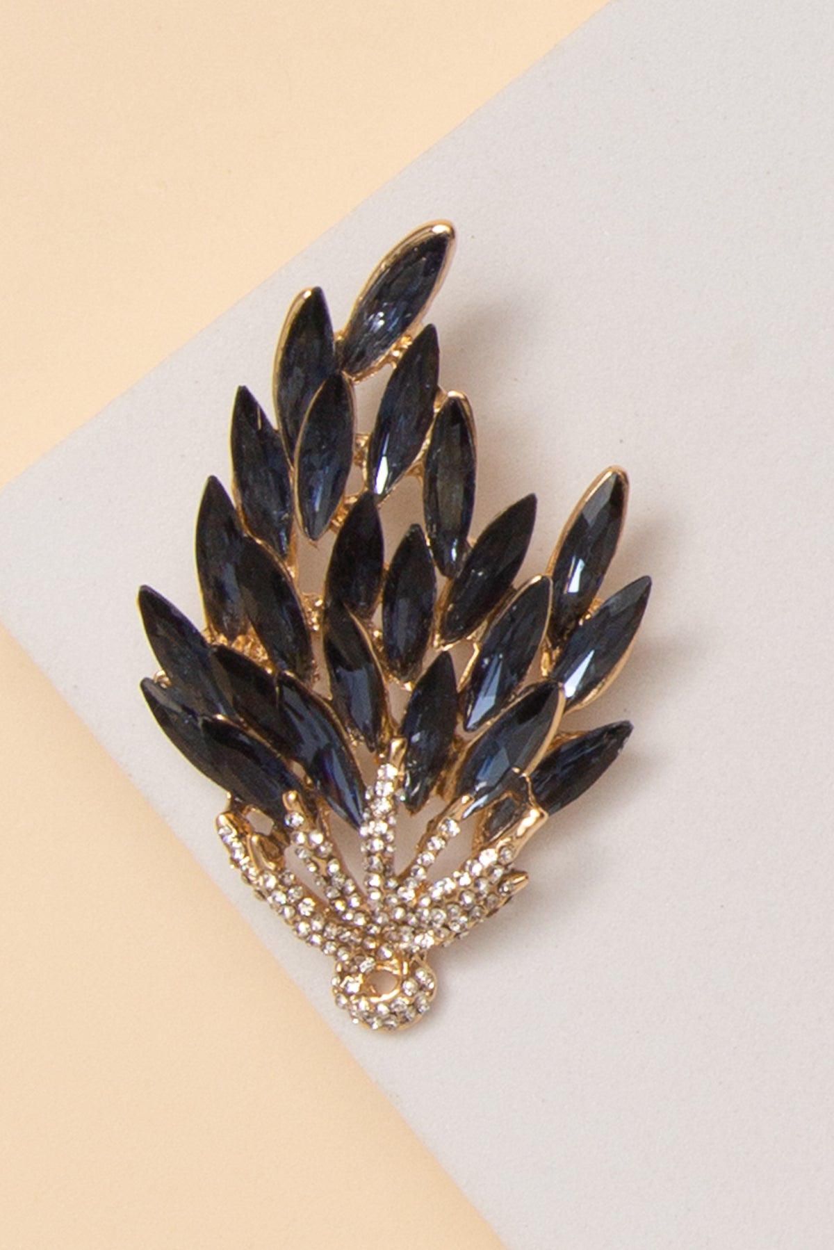 Sutton Stone Glass Brooch | Navy
