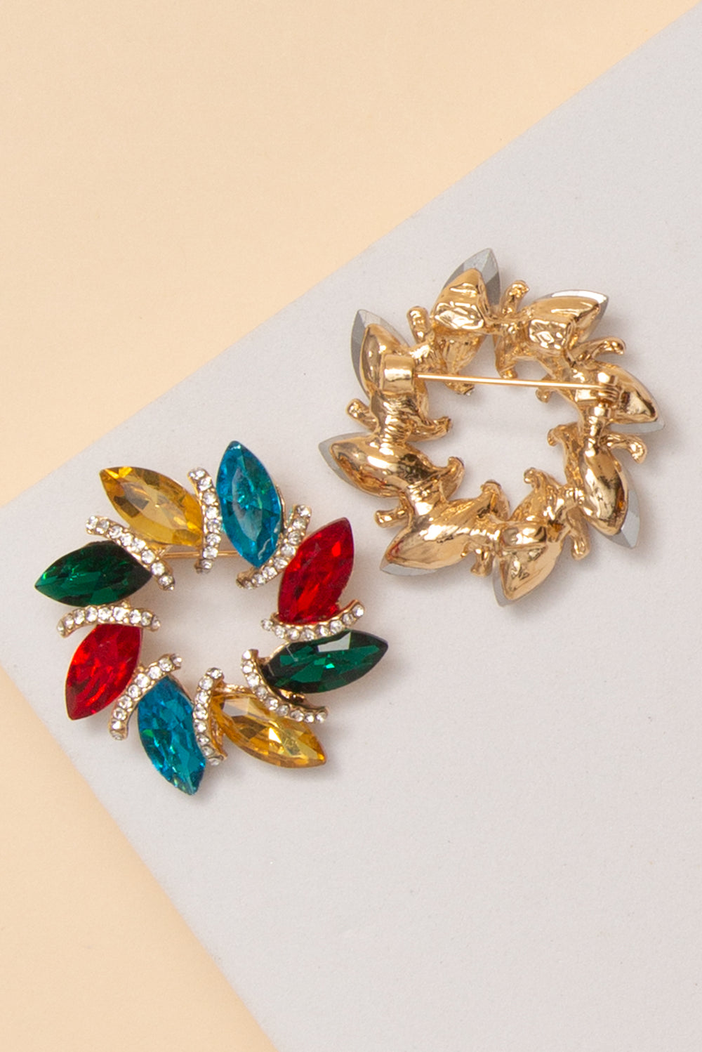 Monroe Round Burst Rhinestone Brooch