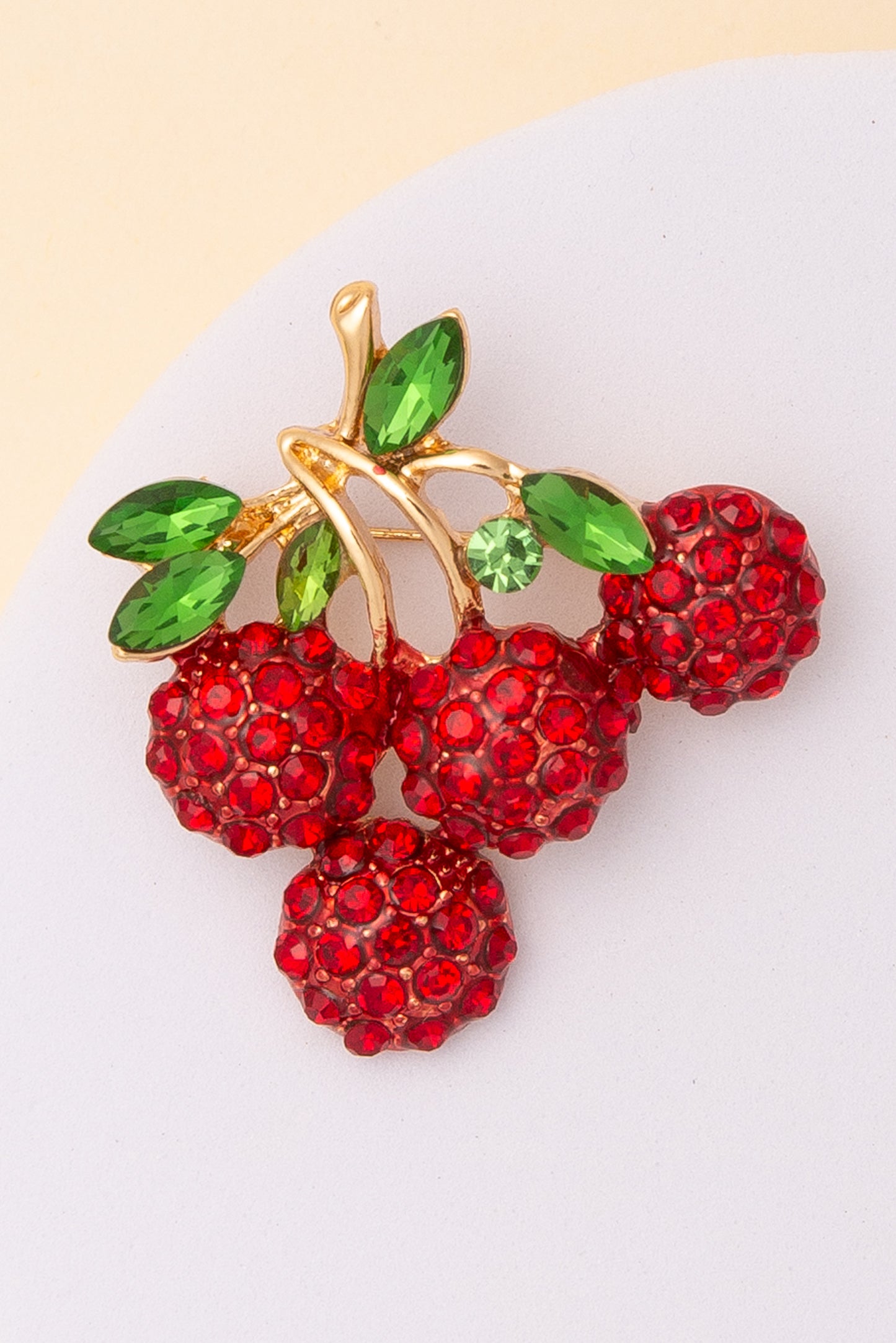 Isabelle Crystal Rhinestone Pavé Cherry Brooch Pin