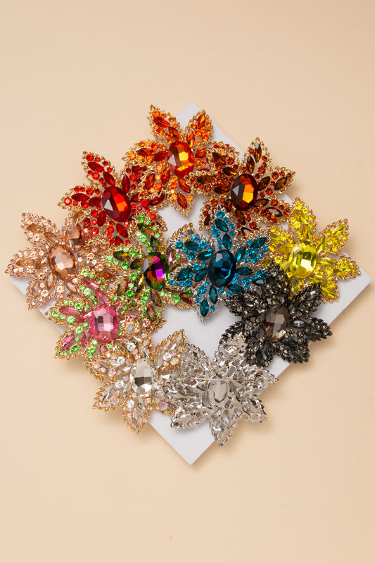Selena Multi-Cut Crystal Rhinestone Embellished Flower Brooch Pin