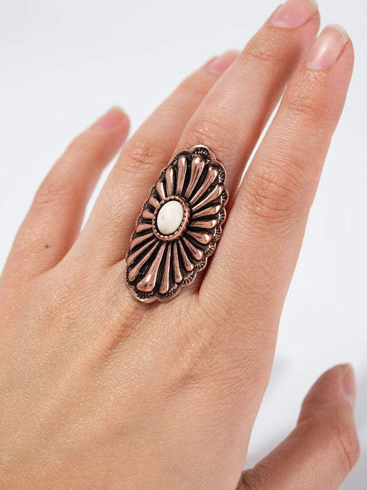 Reiko Western Design Concho Cuff Ring | Copper