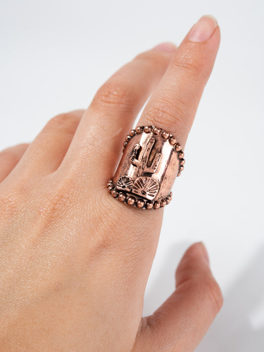 Anika Western Cactus Cuff Ring | Copper