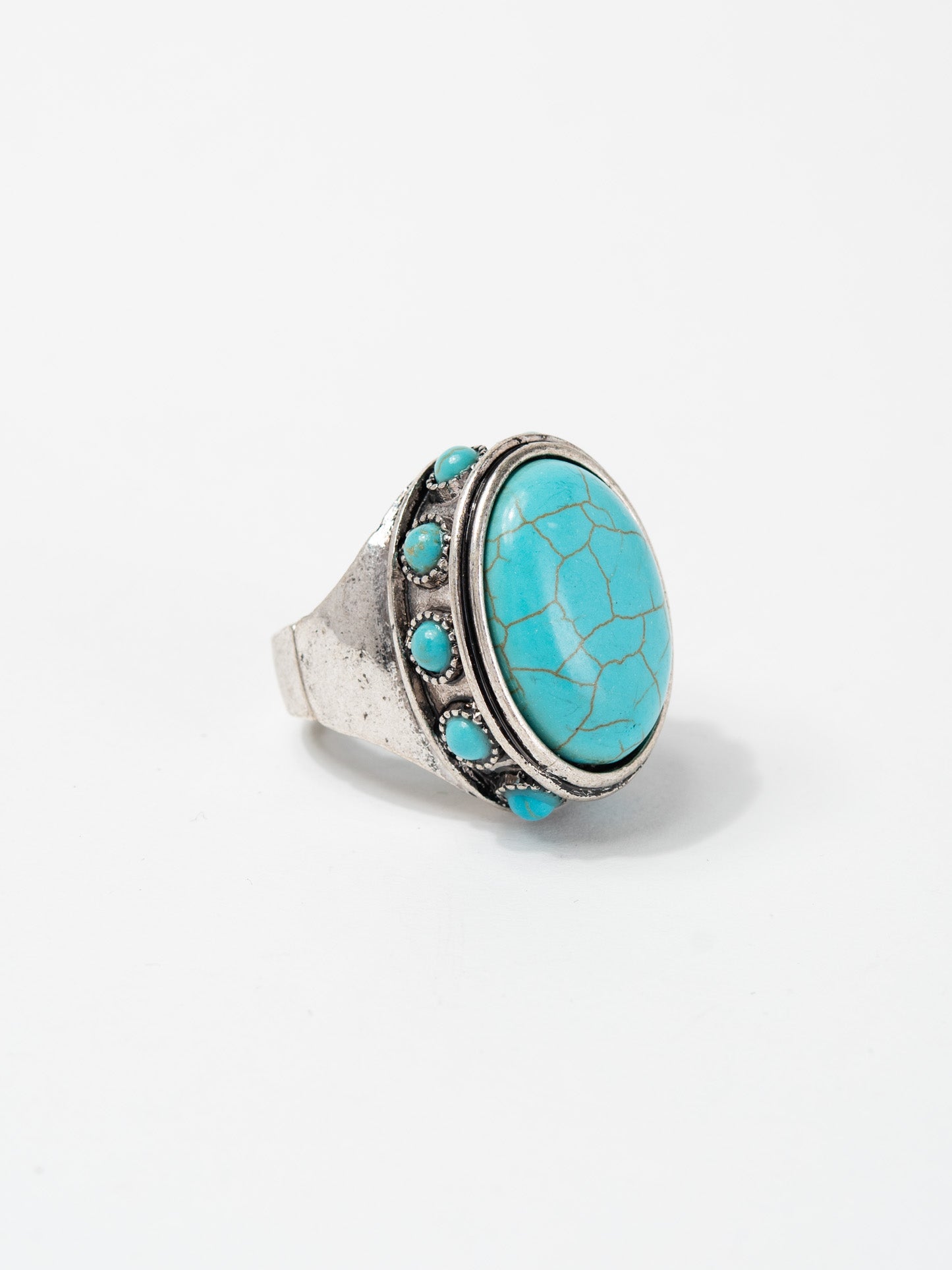 Elinda Western Oval Concho Turquoise Cuff Ring