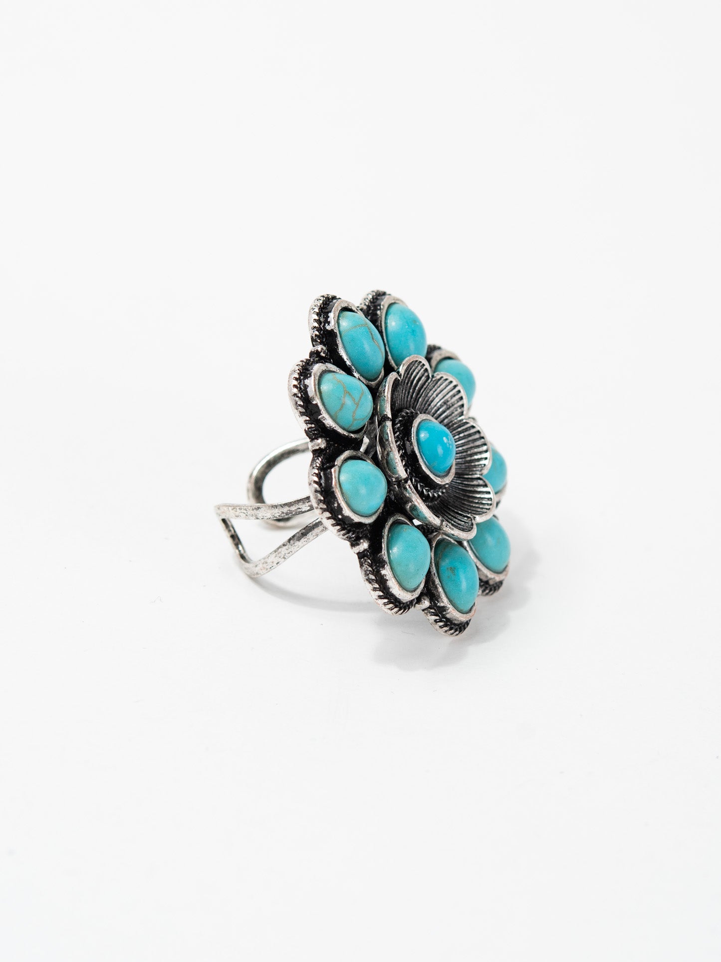 Sandy Western Floral Gemstone Cuff Ring