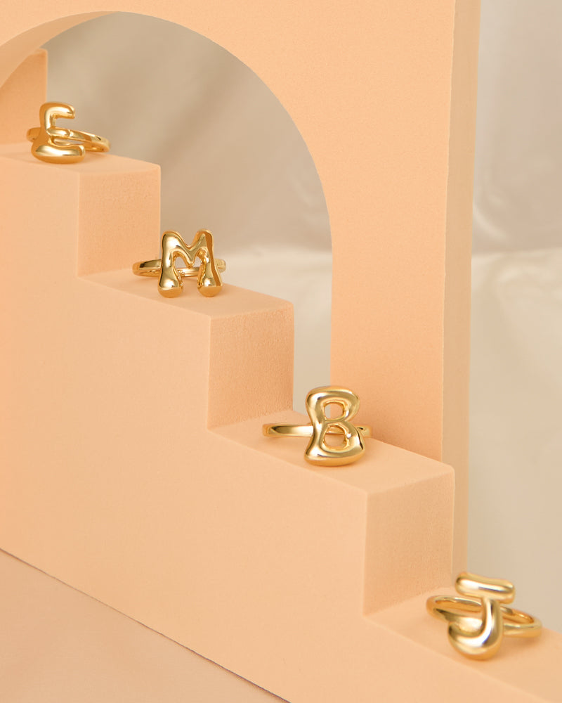 Autumn 18k Gold Plated Bubble Letter Ring