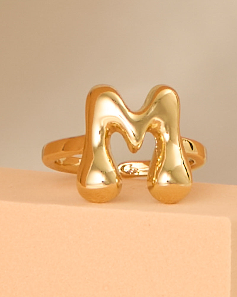 Autumn 18k Gold Plated Bubble Letter Ring