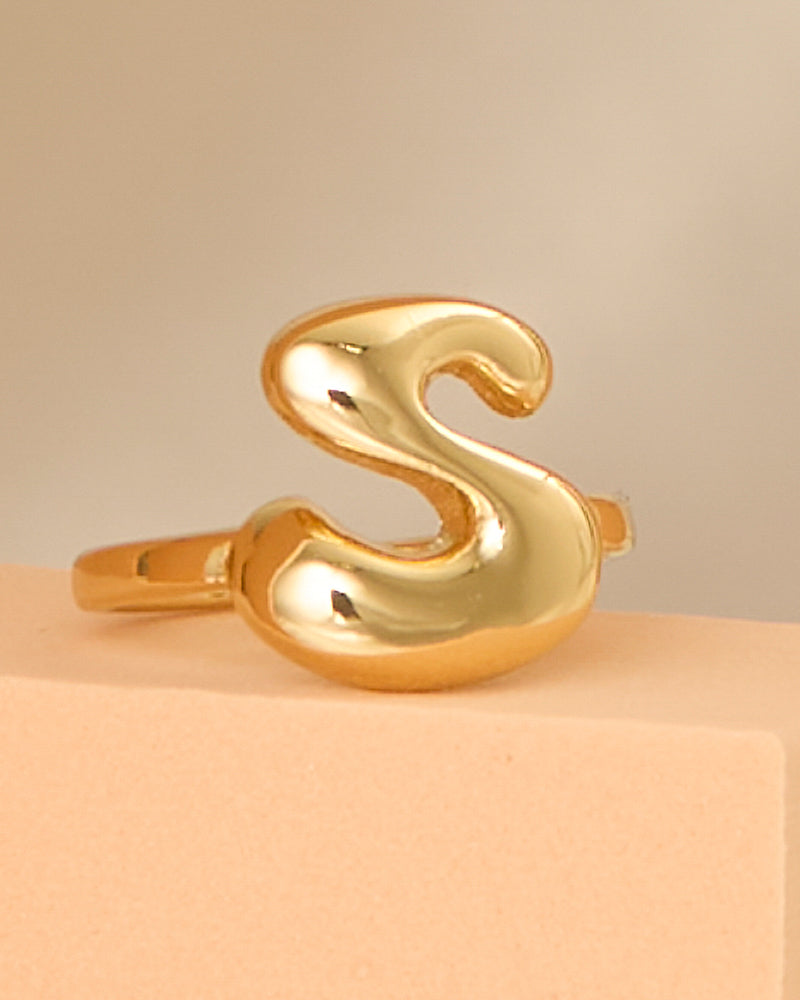 Autumn 18k Gold Plated Bubble Letter Ring