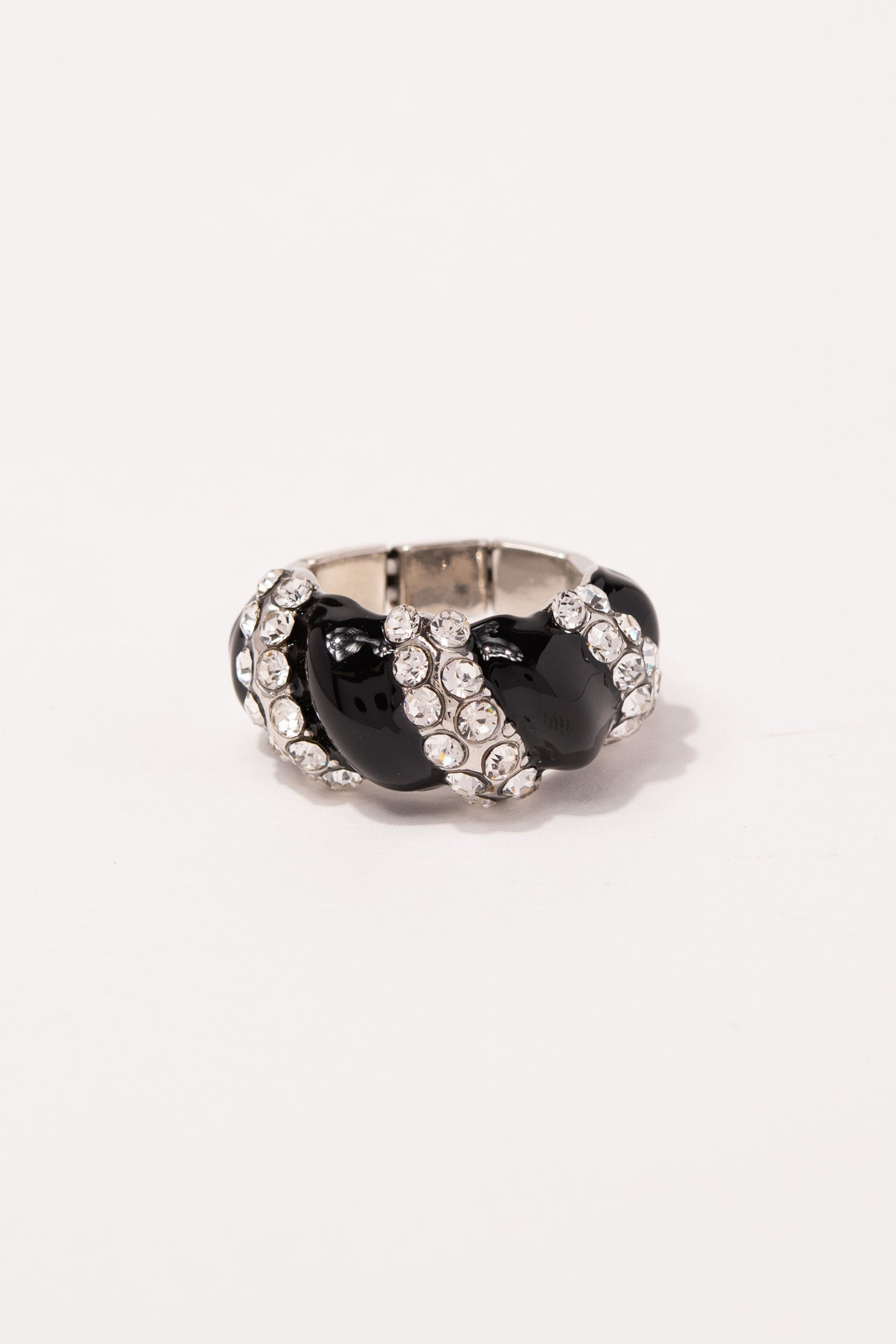Leah Crystal Enamel Twist Band Stretch Ring
