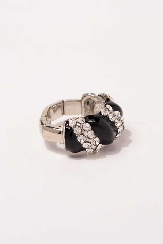 Leah Crystal Enamel Twist Band Stretch Ring