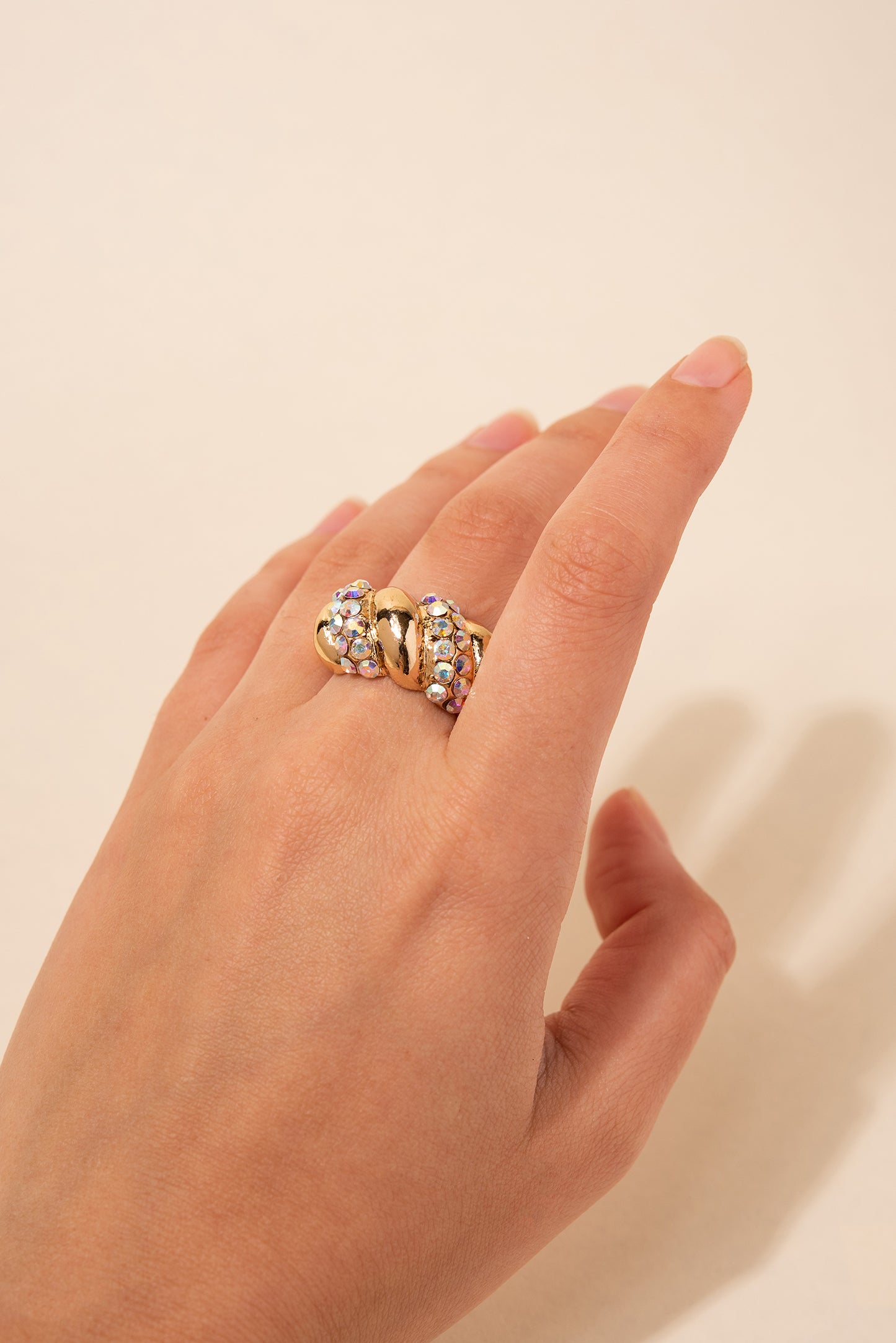 Rhea Pave Twisted Band Stretch Ring