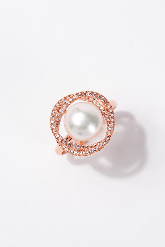 Georgia Solitaire Pearl Adjustable Ring