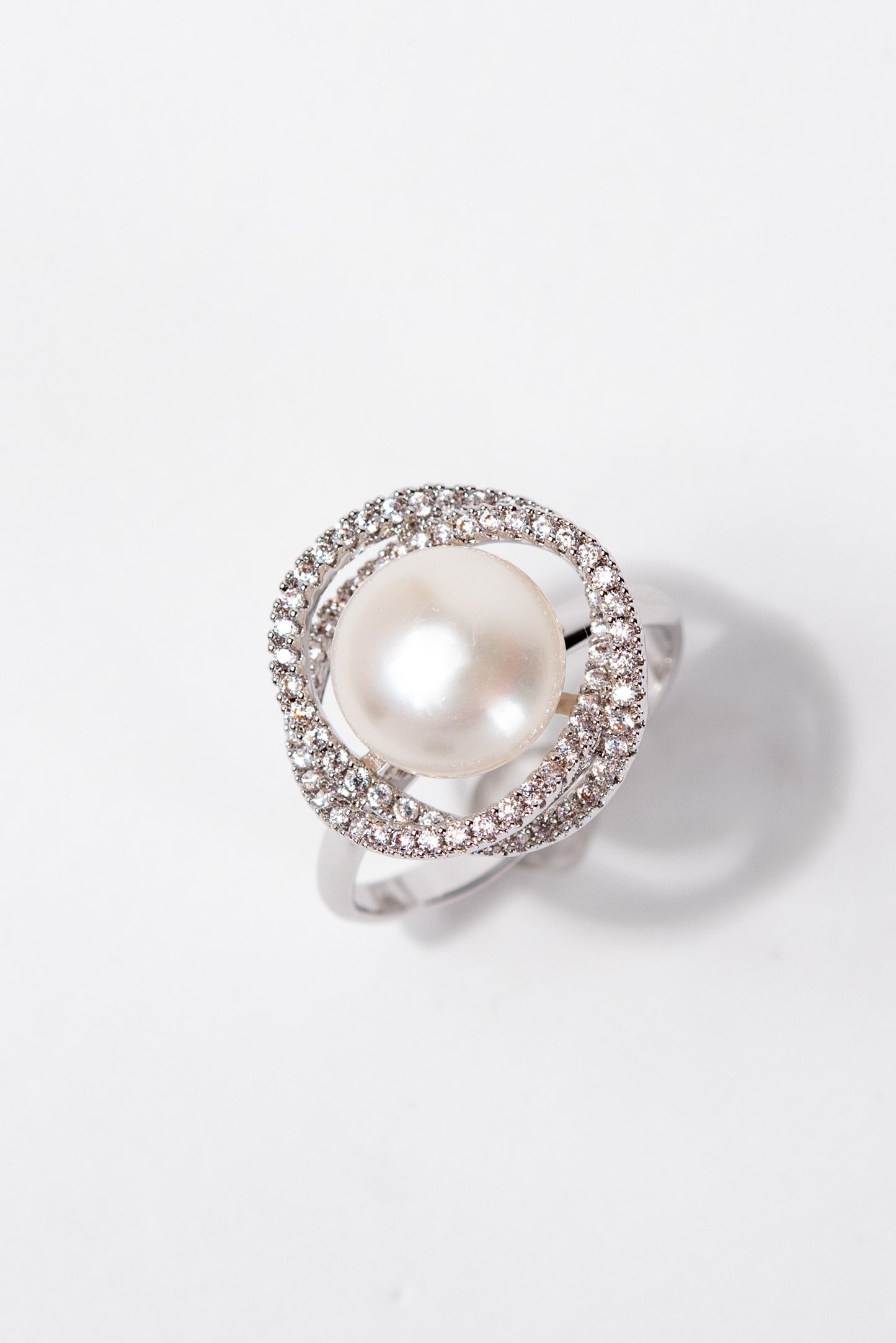 Georgia Solitaire Pearl Adjustable Ring