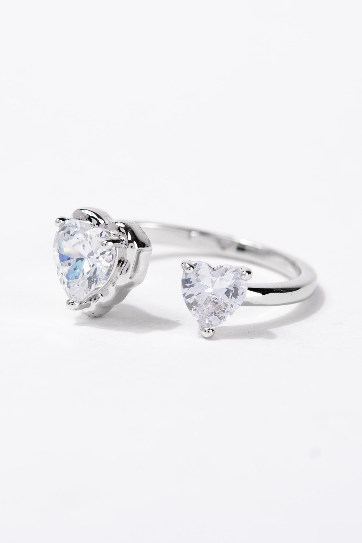 Sandy CZ Heart Rhinestone Cuff Ring