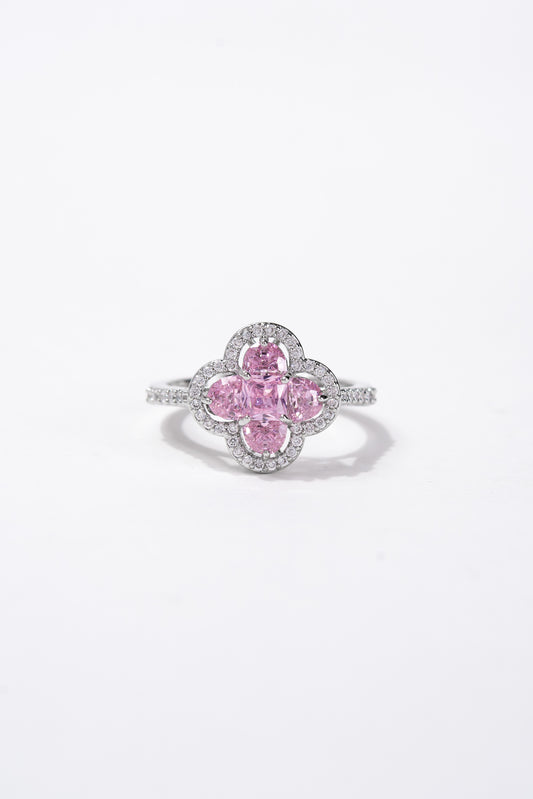 Floral CZ Solitaire Rhinestone Ring