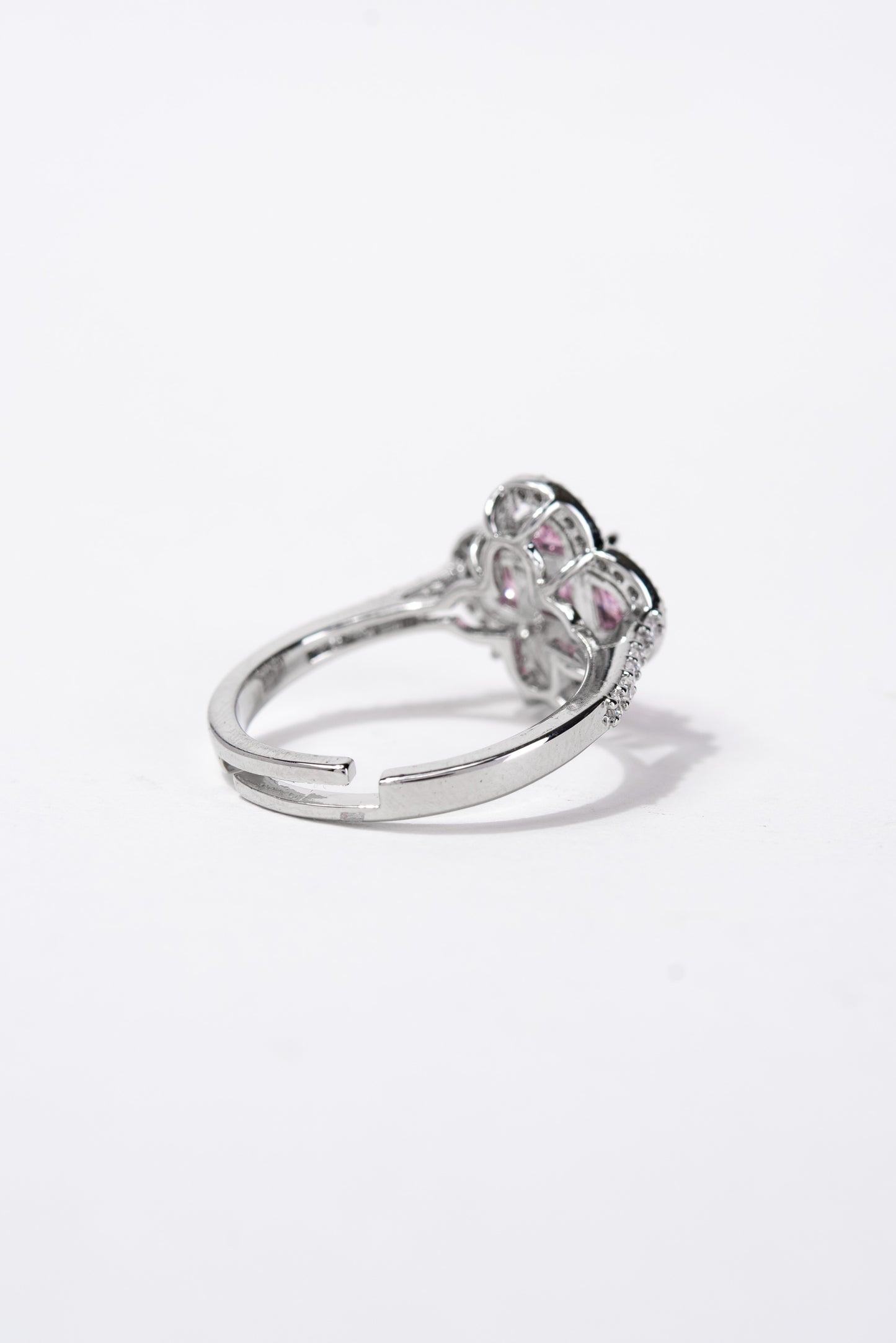 Floral CZ Solitaire Rhinestone Ring