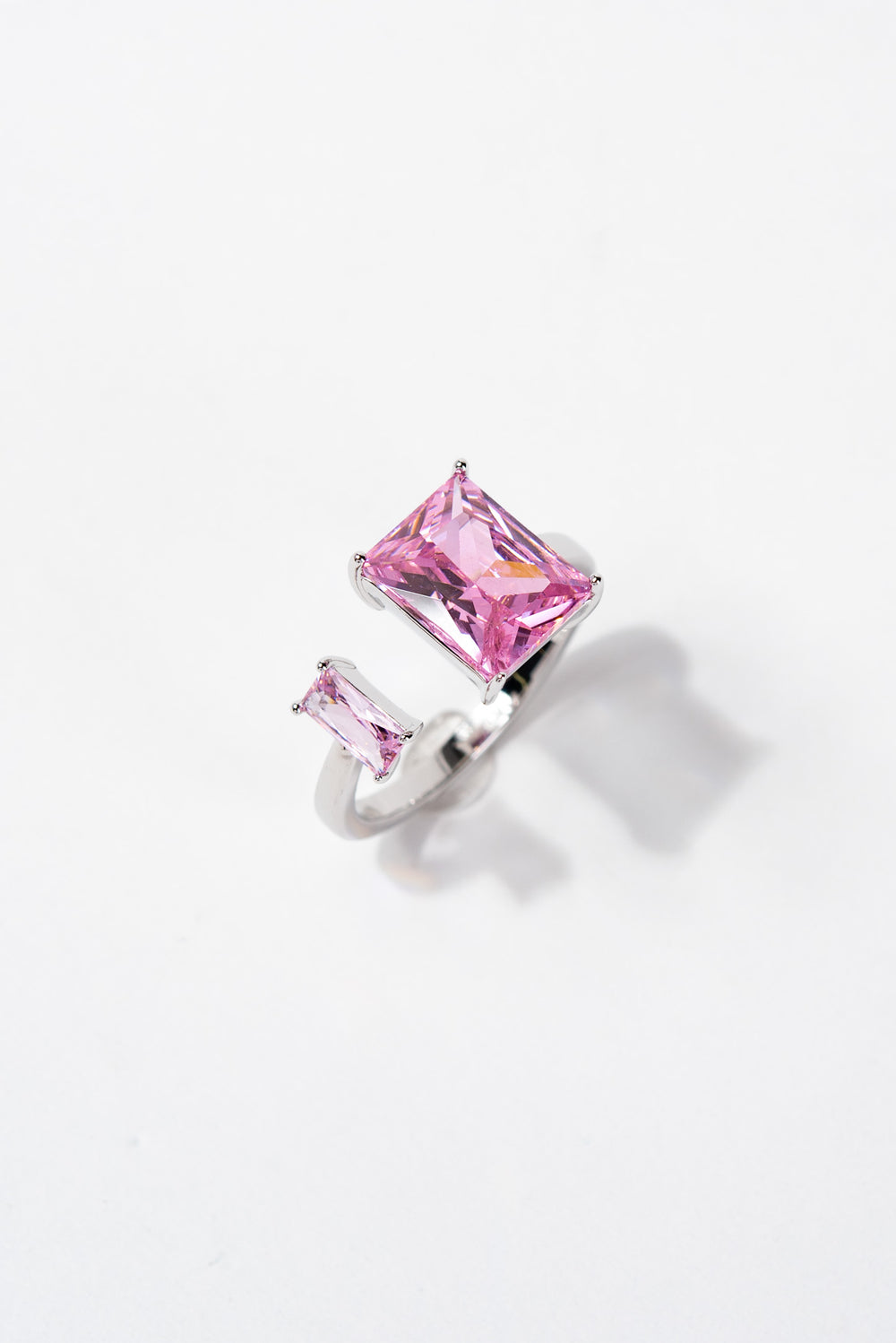 Poppy Square Rhinestone Adjustable Ring | Pink