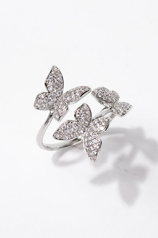 Juliette Butterfly Rhinestone Adjustable Ring