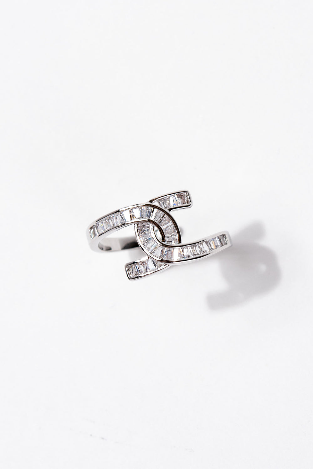 Zara Rhinestone Baguette Adjustable Ring